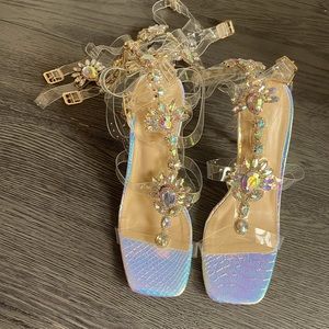 Woman strap up sandal shoes